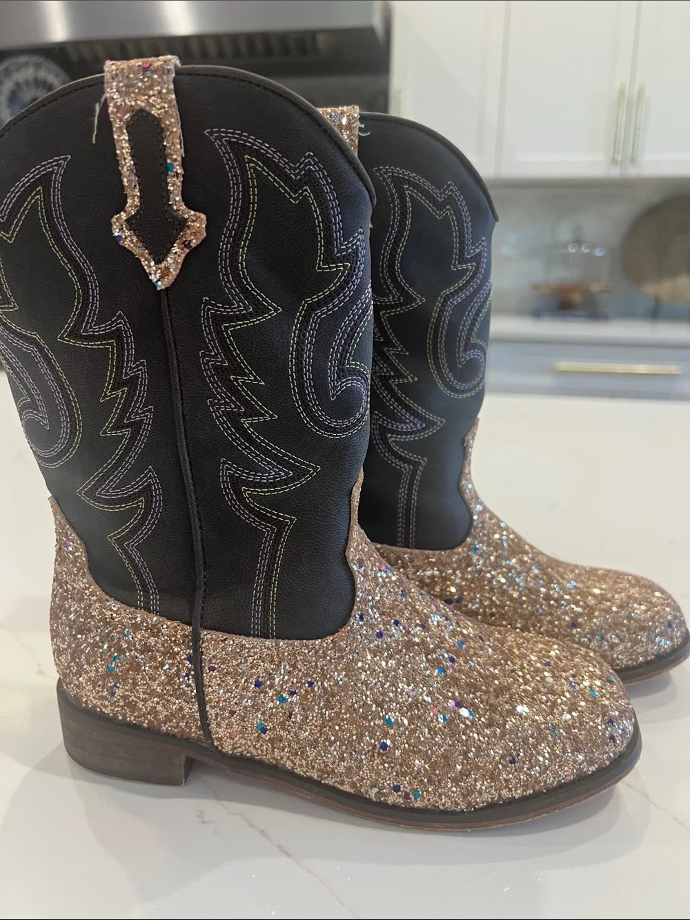 Girls/Youth Size 3 Cowgirl Boots~Rose gold/champagne glitter